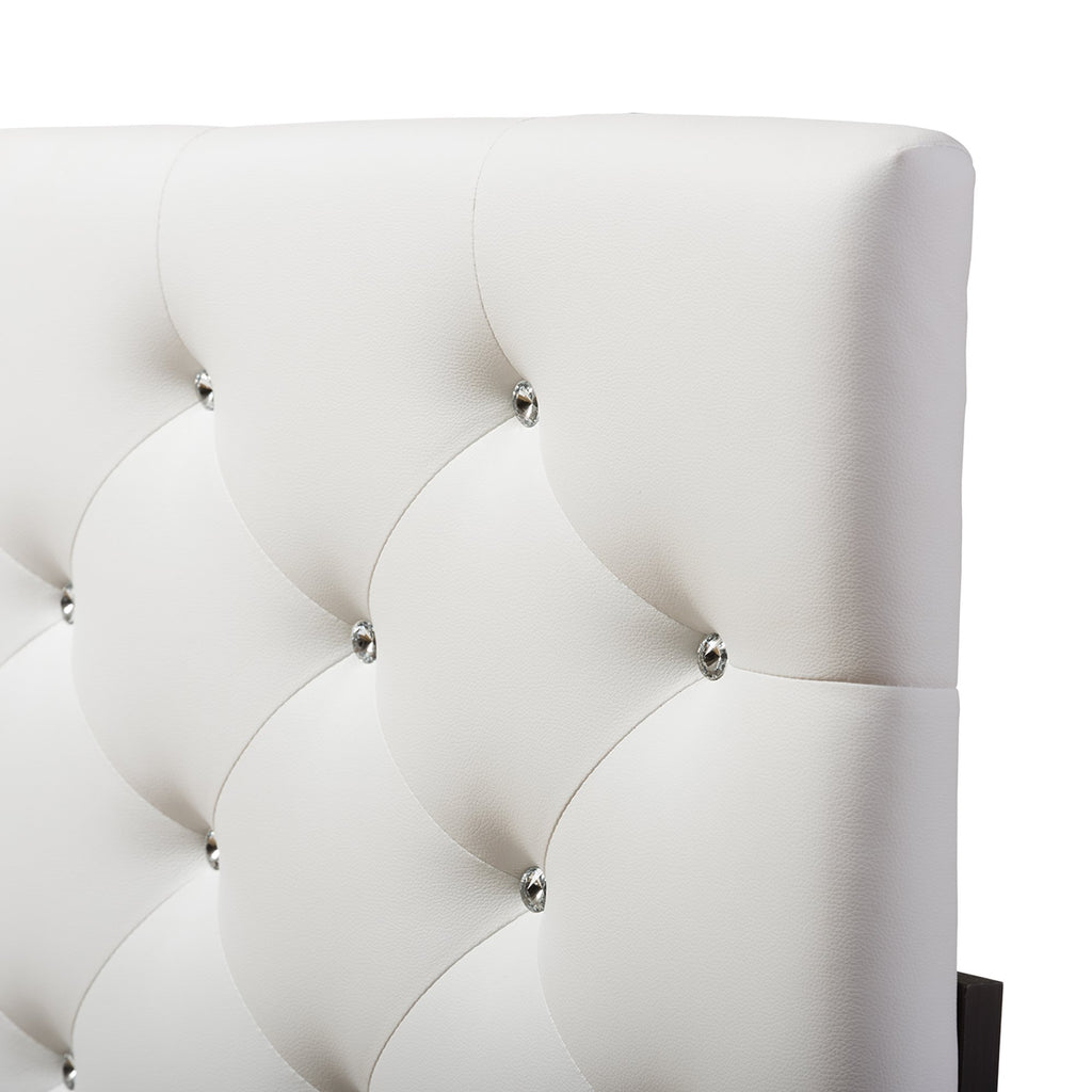 Baxton Studio Viviana Modern and Contemporary White Faux Leather Upholstered Button-Tufted Full Size Headboard