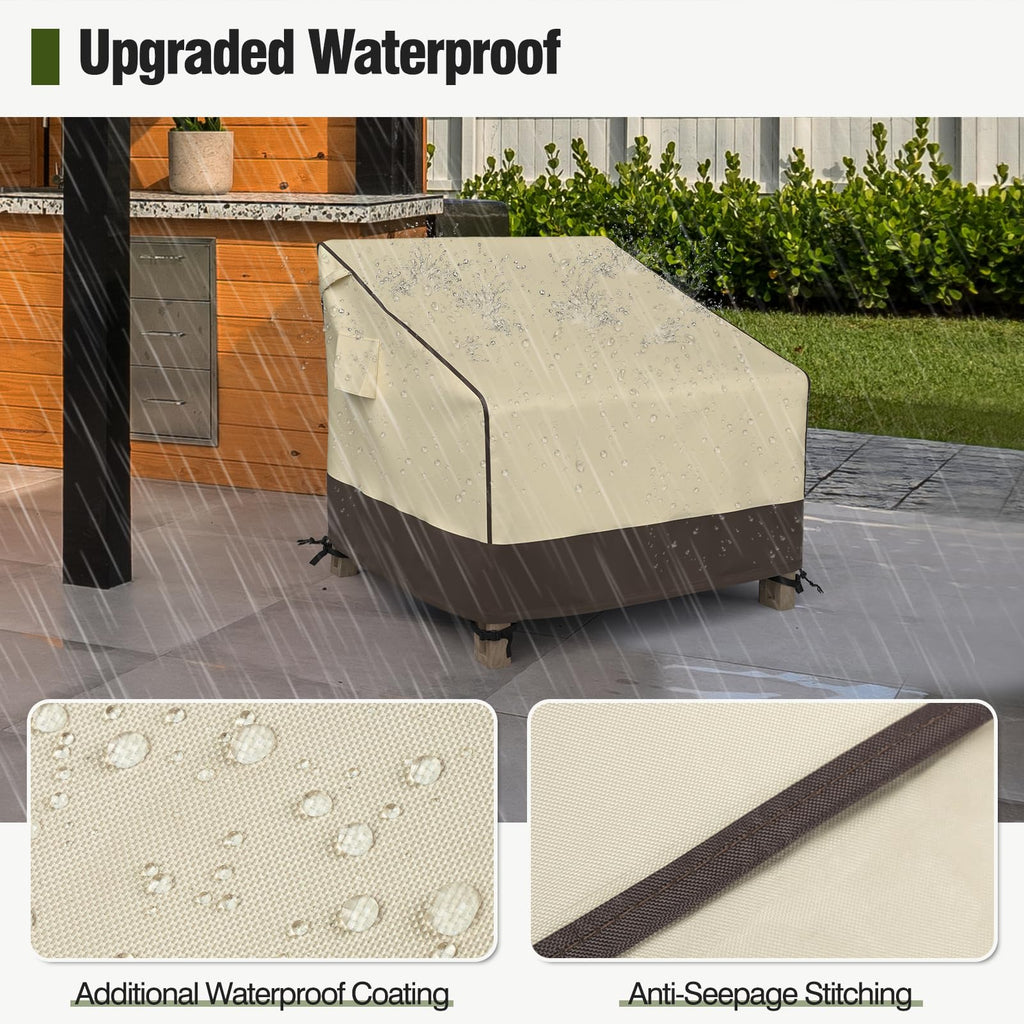 Mr. Cover Patio Chair Covers Waterproof, Outdoor Furniture Covers For Rocking & Adirondack Chairs, Fits Up To 38'W X 40'D X 34'H, Moisture-Proof & Uv-Protection, Brown & Khaki, 2 Pack