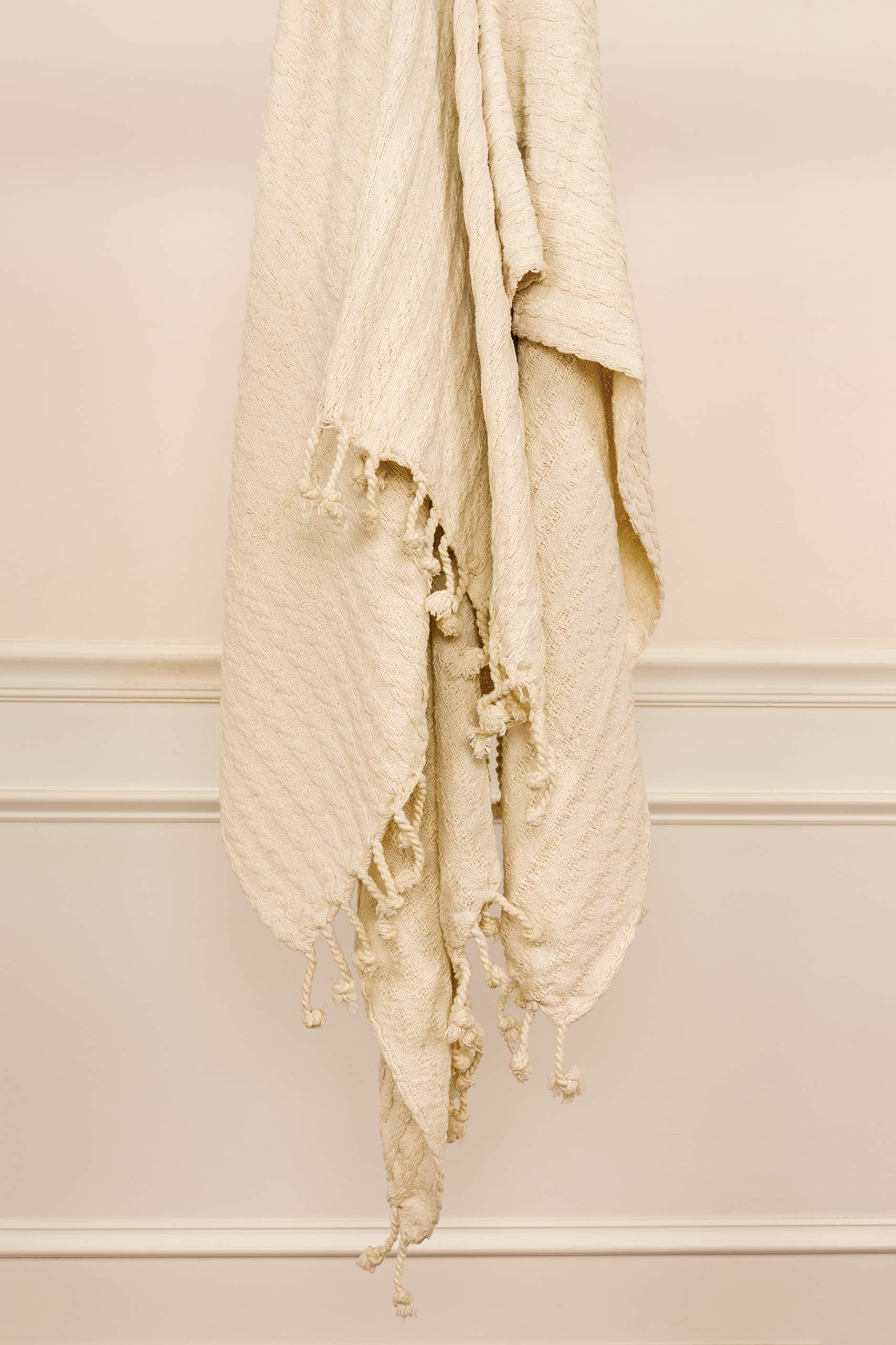 Rizzy Home | TH0587 | 50"X 60" White/Brown/Throw