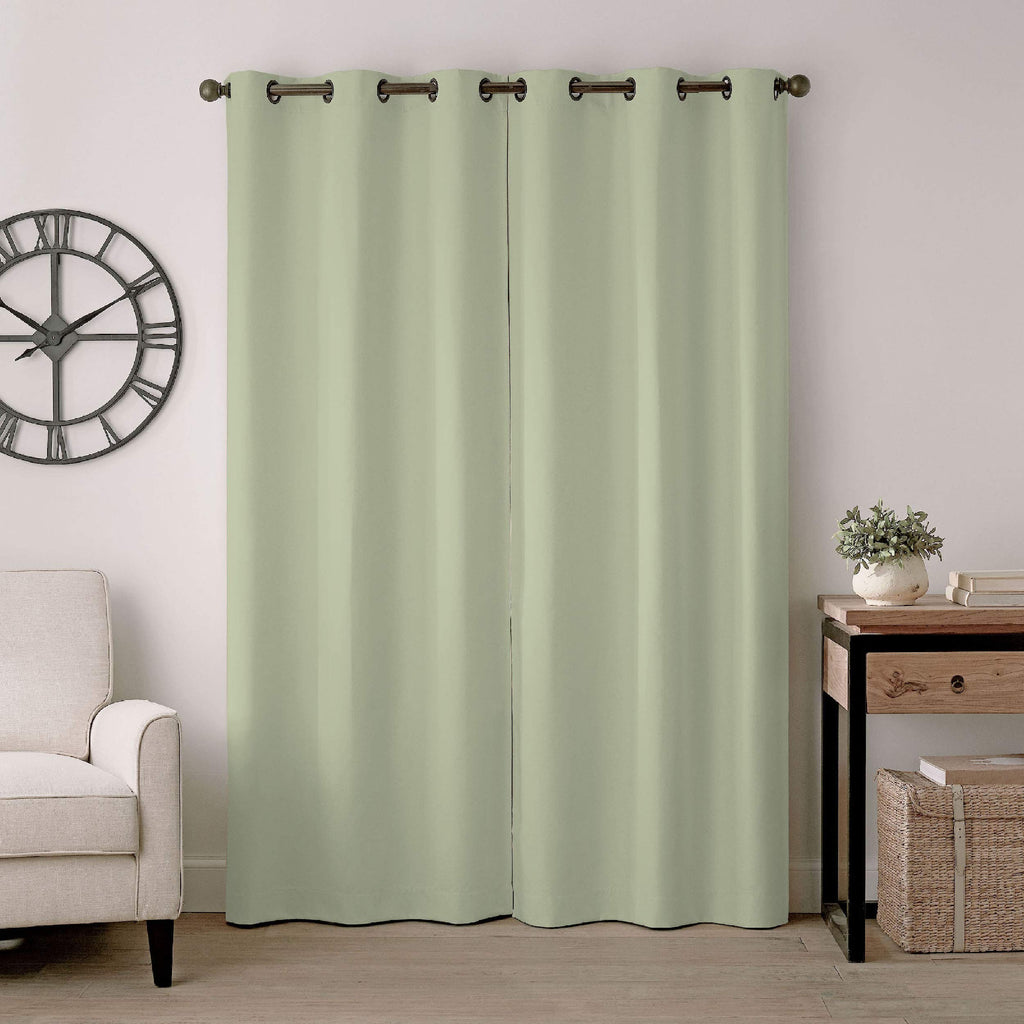 Eclipse Gabriella Grommet Top Curtains For Bedroom, Single Panel, 40'' X 84'', Sage