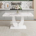 JUFU Modern Dining Table Set for 6,Rectangula Kitchen Table Set with Faux Marble Tabletop& Ideal for Dining Room, Kitchen