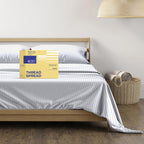600 Thread Count Egyptian Quality 100% Cotton Stripe Sheets Set, Queen Size Bedding Set In White