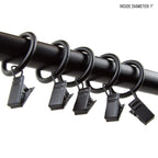 Rod Desyne 10 Count 1-Inch Curtain Rings With Clip For Windows, Black