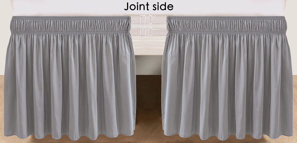 Biscaynebay Wrap Around Bed Skirts With Split Corners For King Beds 21' Drop, Silver Grey Elastic Dust Ruffles Easy Fit Wrinkle & Fade Resistant Silky Luxurious Fabric Solid Machine Washable