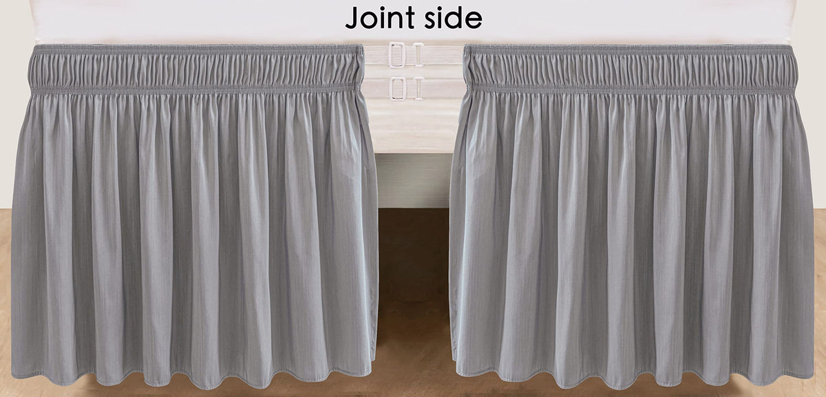 Biscaynebay Wrap Around Bed Skirts With Split Corners For King Beds 21' Drop, Silver Grey Elastic Dust Ruffles Easy Fit Wrinkle & Fade Resistant Silky Luxurious Fabric Solid Machine Washable