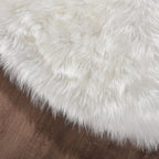 Orinova White Round Rugs 6.6Ft Large Faux Sheepskin Washable Fur Area Rugs For Living Room Circle Shag Rugs For Bedroom Boho Nur