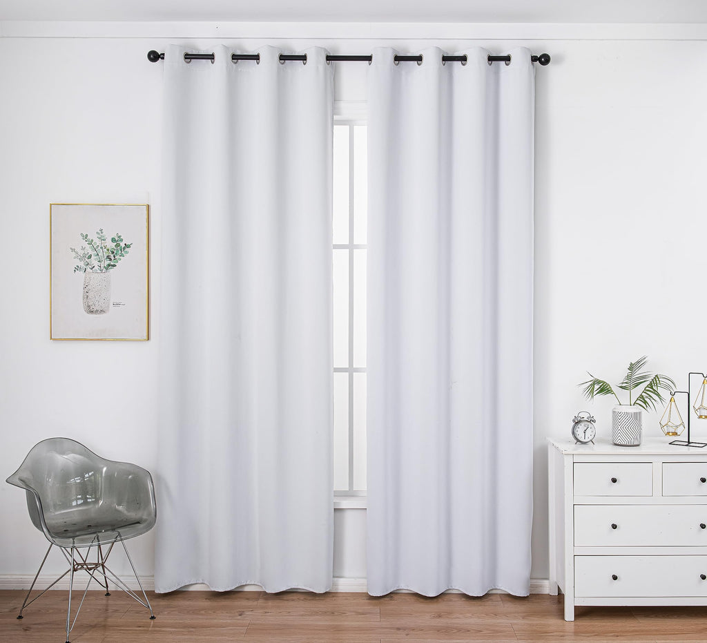 Pi Blackout Long Curtains 108 Inches Length,Energy Efficient Room Darkening Door Curtains Window Treatment With Grommet For Living Room/Bedroom/French Door/Patio 1 Panel (White.W52Xl108)