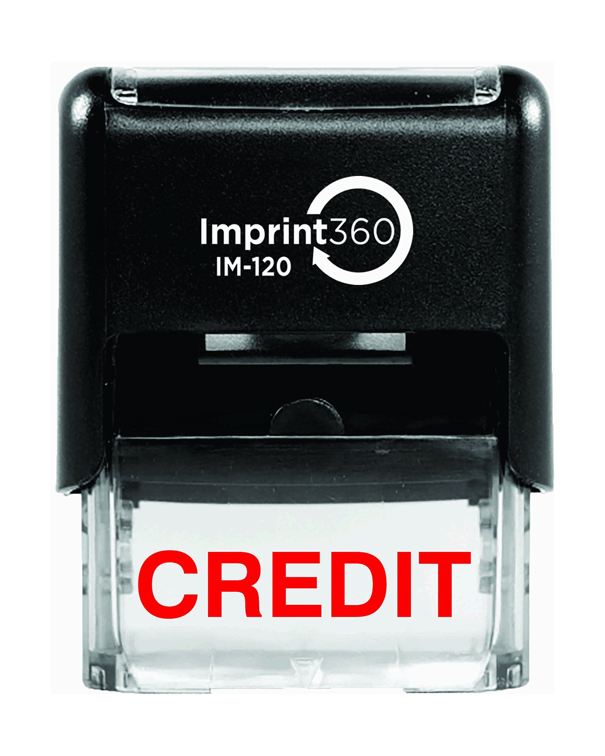 Supply360 As-Imp1086 - Credit,Solid Text, Heavy Duty Commerical Quality Self-Inking Rubber Stamp, Red Ink, 9/16 ' X 1-1/2 ' Im