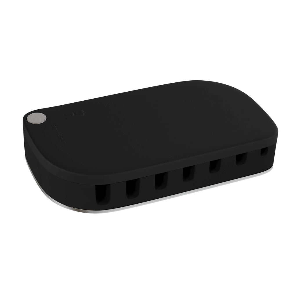 Cable Management Desk Organizer - Cord Management For 7 Computer, Charging, Or Power Cables With Nonslip Base And Attached Stora
