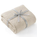 Bedsure Super Soft Knit Throw Blanket - Warm Cozy Reversible Beige Blanket, Fluffy Fuzzy Plush Lightweight Blanket For Couch Sof