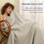 Phf Ultra Soft Waffle Weave Throw Blanket 50'X 60'- Washed Lightweight Breathable Cozy Woven Blanket For Bed - Aesthetic Decor For Couch Bedding Sofa Home Car - Light Khaki/Linen