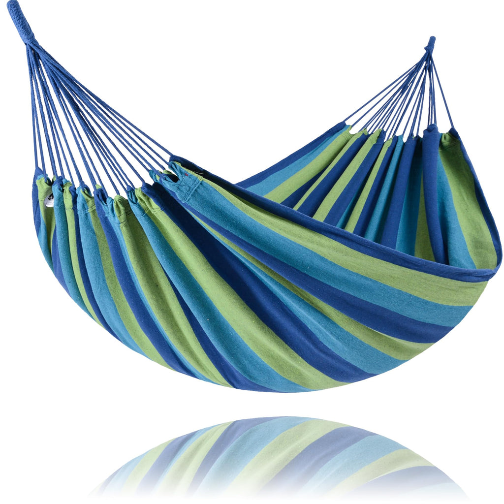 Suncreat Portable Tree Hammock, Double Hammocks 2 Person With Outer Bag, Blue Stripe