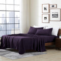 Cathay Home Essentials Ultra Soft Hypoallergenic Wrinkle Resistant Double Brushed Microfiber Bedding Sheet Set, Eggplant, Twin Xl
