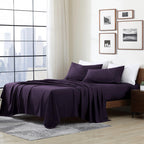 Cathay Home Essentials Ultra Soft Hypoallergenic Wrinkle Resistant Double Brushed Microfiber Bedding Sheet Set, Eggplant, Twin Xl