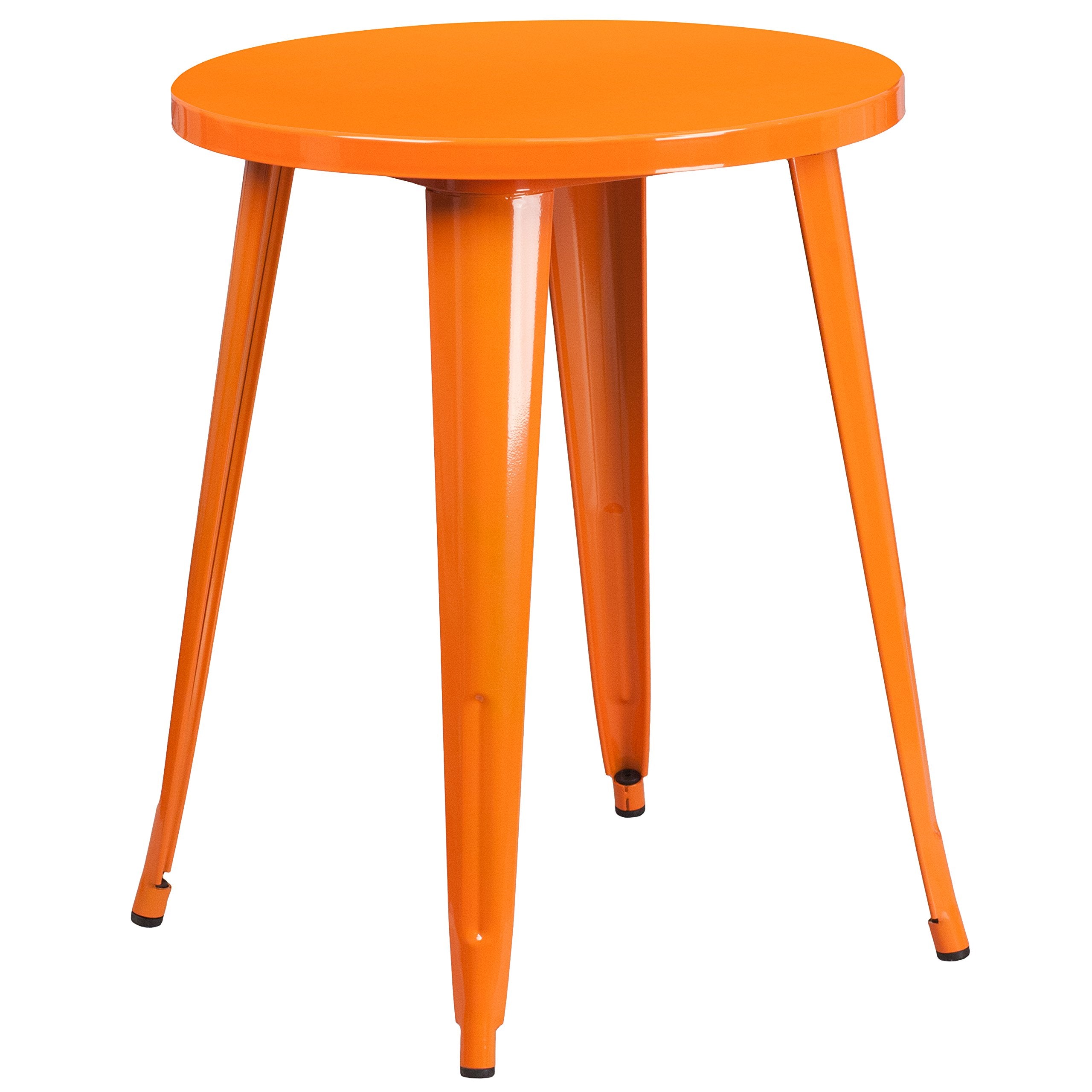 Flash Furniture Webb Commercial Grade 24 Round Orange Metal Indoor-Outdoor Table