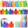 Zonon 2 Pcs 59 Feet Classroom Bulletin Board Borders Boho Elegant Rainbow Border Trim Grid Borders Decorative Wavy Rolled Border