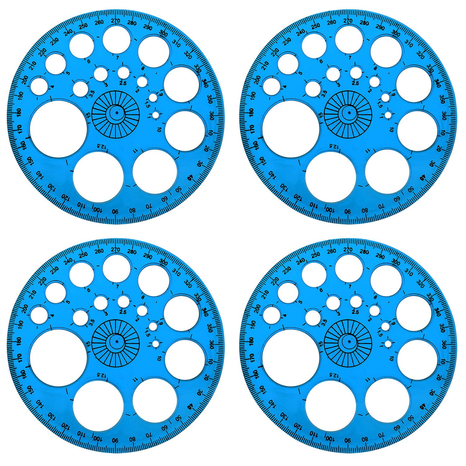 Zzhxsm 4Pcs 360 Degree Protractor And Circle Maker Office School Drafting Supply Transparent Dark Blue