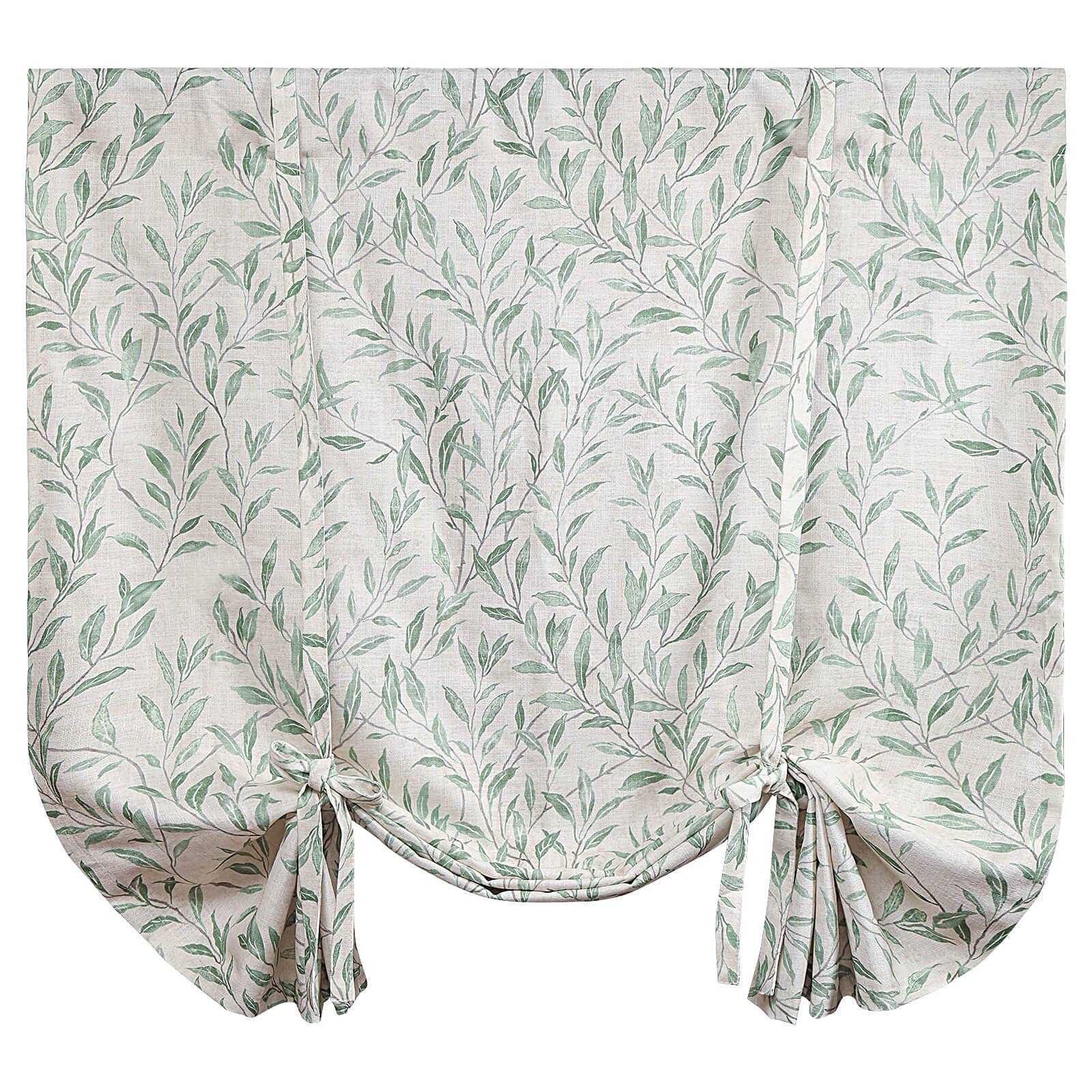 VOGOL Tie Up Window Shade Rod Pocket Panel, Lovely Leaf Print Curtains for Kitchen Windows 63 Inch Length Curtain Panels for Bat