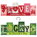 Valentines Day Wooden Table Sign St. Patricks Day Decorations LUCKY LOVE Reversible Tabletop Decor Rustic Double-sided Differen