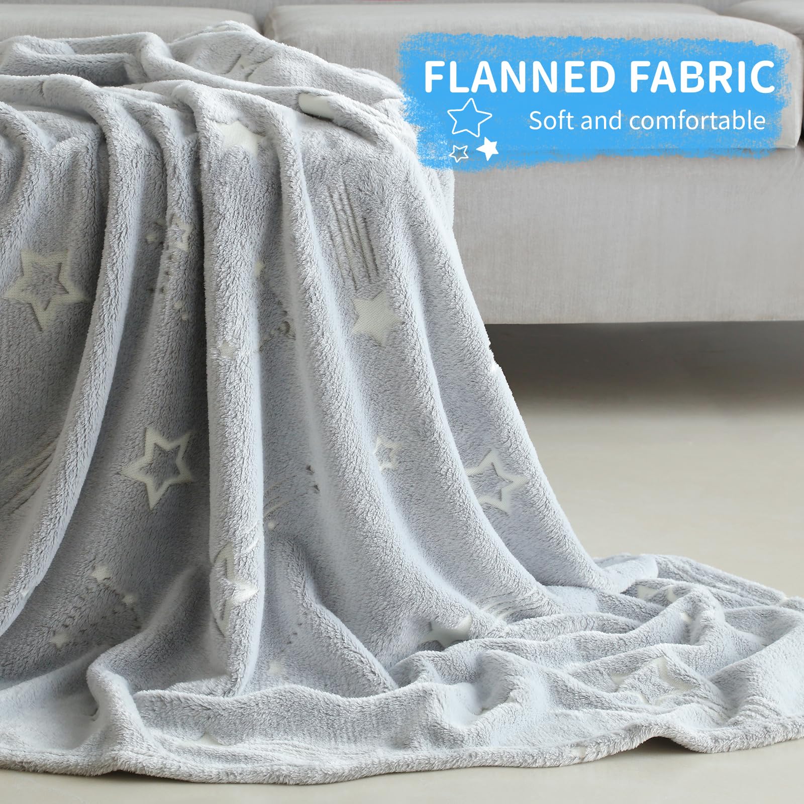 Lifeyj Glow In The Dark Blanket Stars Gifts For Girls Boys, Soft Blanket 3 4 5 6 7 8 9 10 Year Old Girl Gifts, Toddler Girls Toy