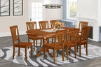 East West Furniture PLAV9-SBR-W 9 Piece Dining Room Furniture Set Includes an Oval Kitchen Table with Butterfly Leaf and 8 Dining Chairs, 42x78 Inch, Saddle Brown