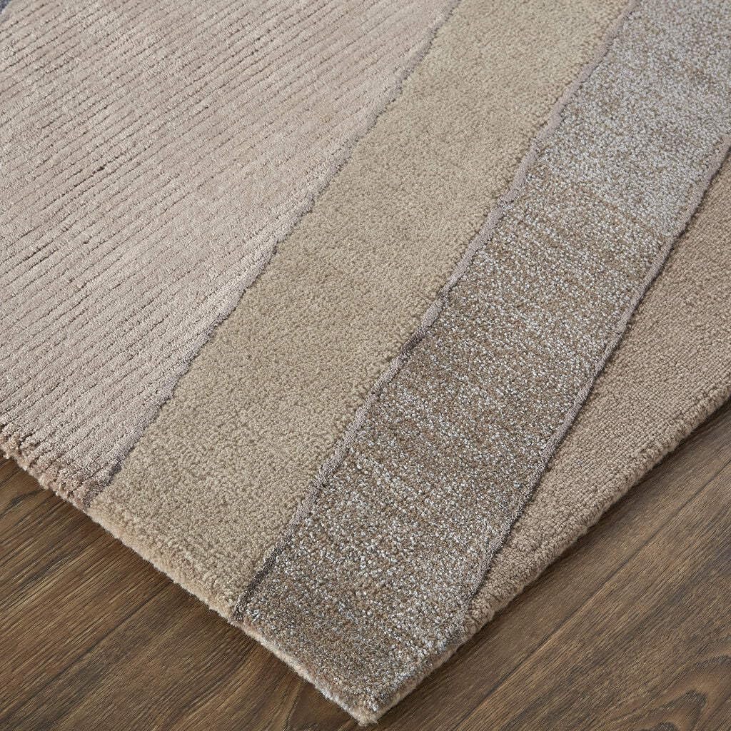 HomeRoots 514601 10 x 14 ft. Tan Brown & Blue Wool Geometric Hand Tufted Handmade Rectangle Area Rug
