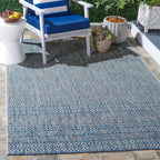 Safavieh Courtyard Collection 4' X 5'7' Grey/Blue Cy8235 Indoor/ Outdoor Waterproof Easy Cleaning Patio Backyard Mudroom Accent Rug