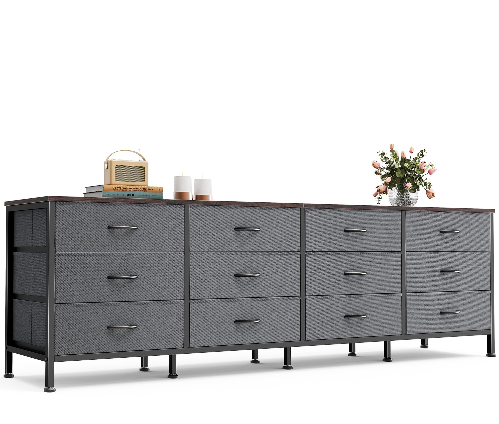 Huuger 70 Inch Dresser For Bedroom, Tv Stand For 65, 75, 80 Inch Tv, 12 Drawer Long Dresser, Large Storage Organizer Unit, Wide