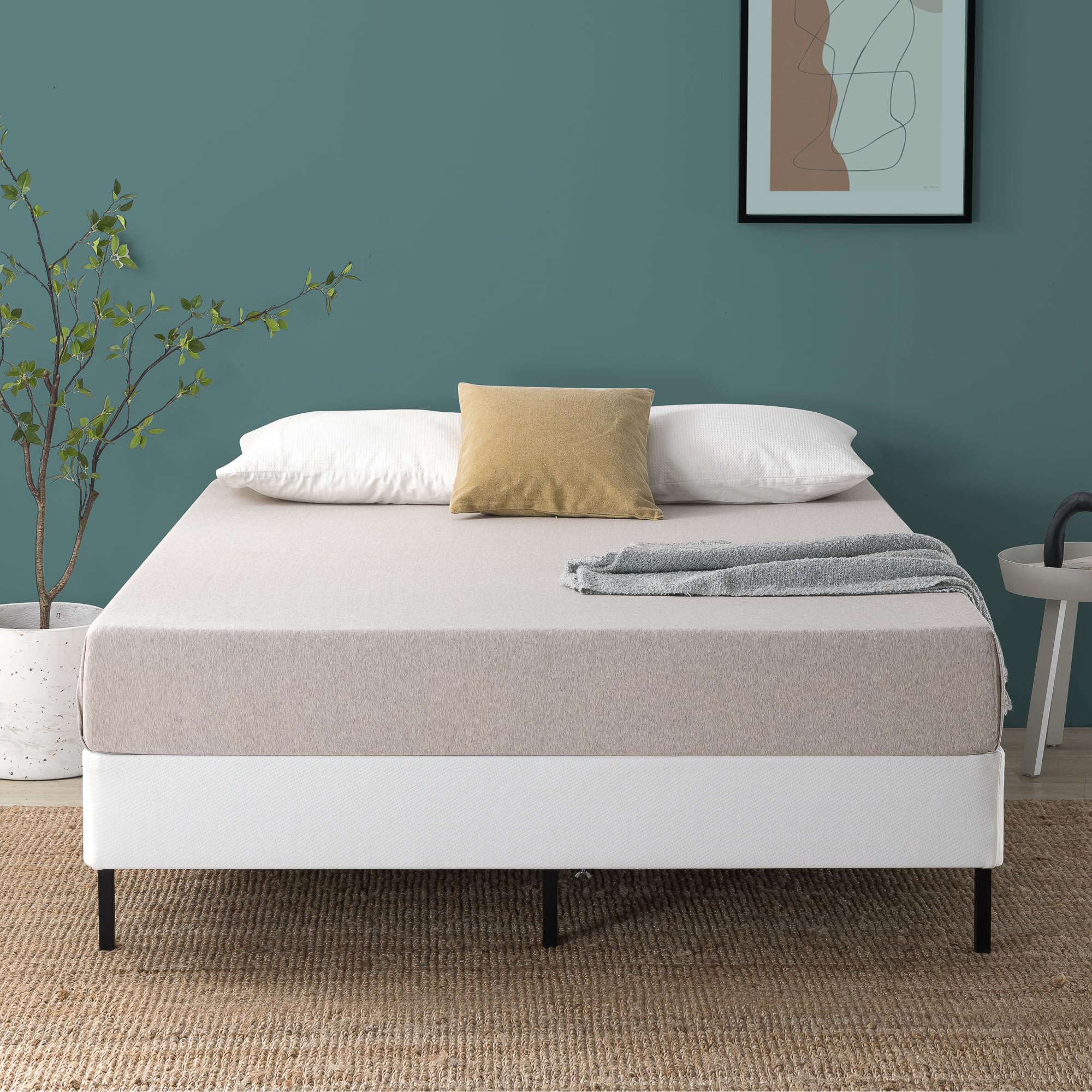 ZINUS No Assembly Metal Box Spring / 7.5 Inch White Mattress Foundation / Sturdy Metal Structure, Full