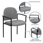 Flash Furniture Tiffany Comfort Gray Fabric Stackable Steel Side Reception Chair with Arms