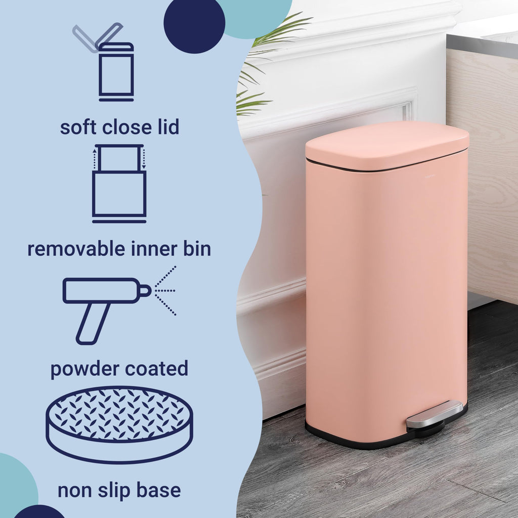 Happimess Hpm1011F Curtis 8-Gallon Step-Open Trash Can, Fingerprint Resistant, Modern, Minimalistic For Home, Kitchen, Laundry R