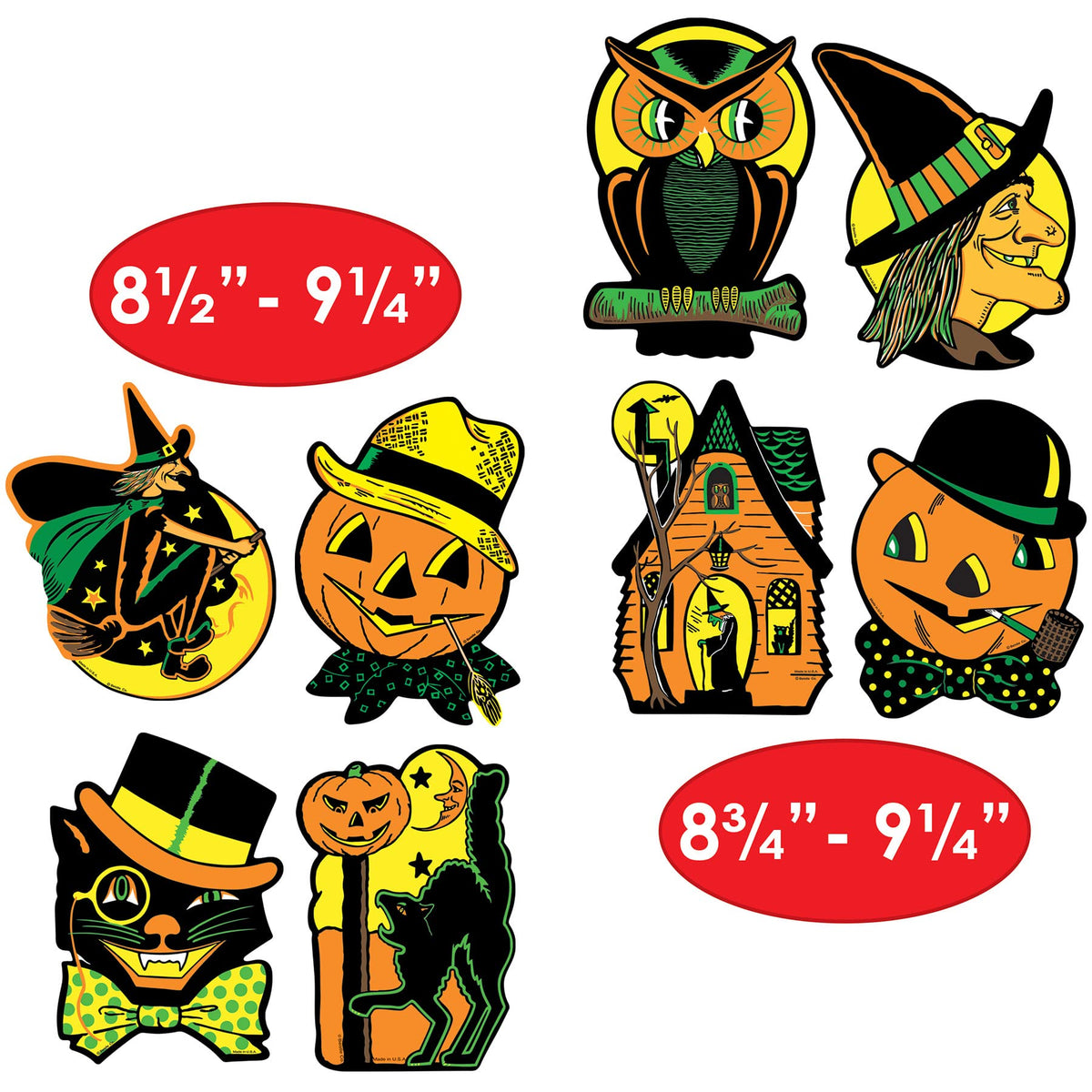Beistle Packaged Halloween Cutouts - Multicolor, 8.5 - 9.25 Size, Perfect for Halloween Decorations and Parties