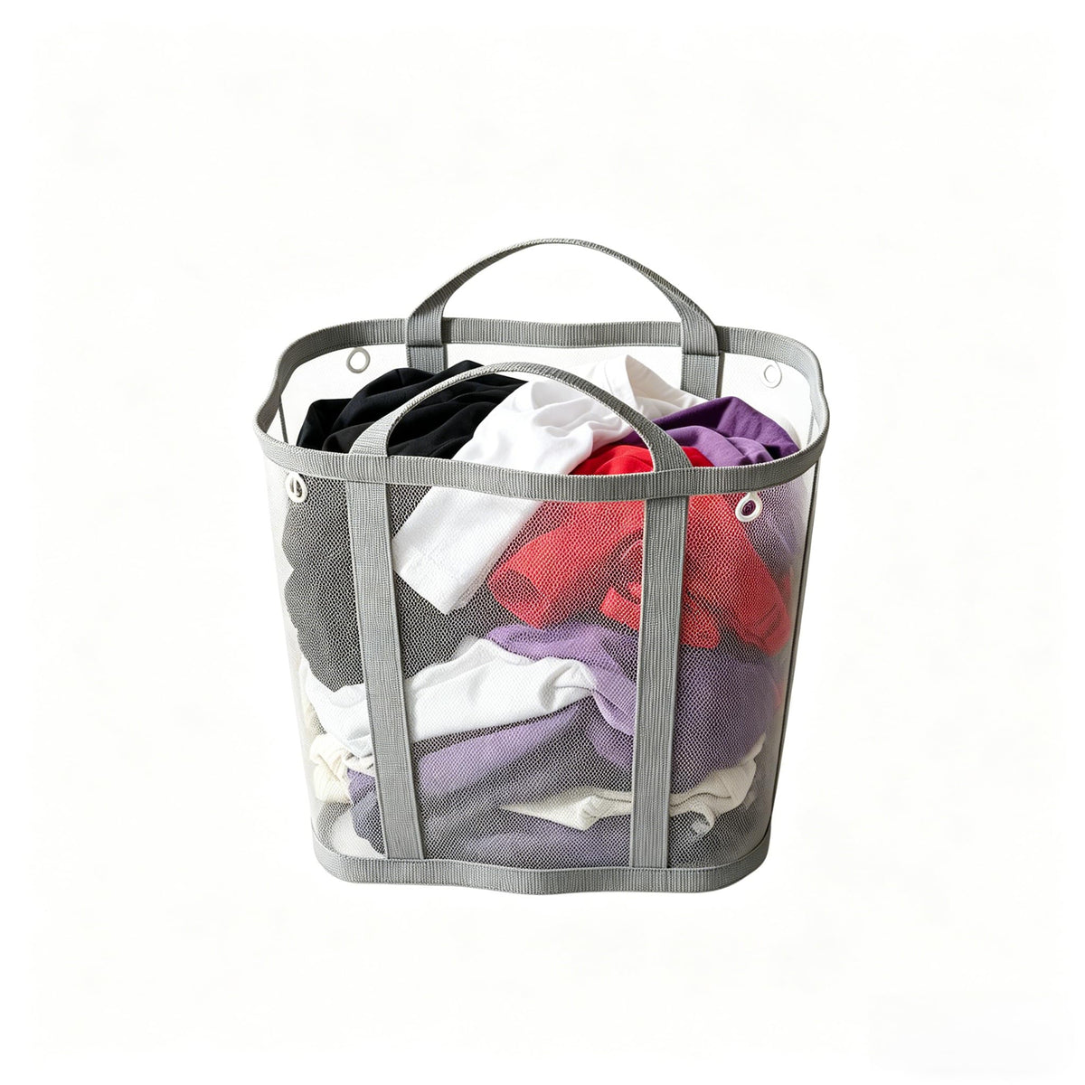 WallMounted Foldable Laundry Basket, Collapsible Mesh Laundry Hamper with Handles, Hanging Storage Bag for Bathroom, Dorm, Trav