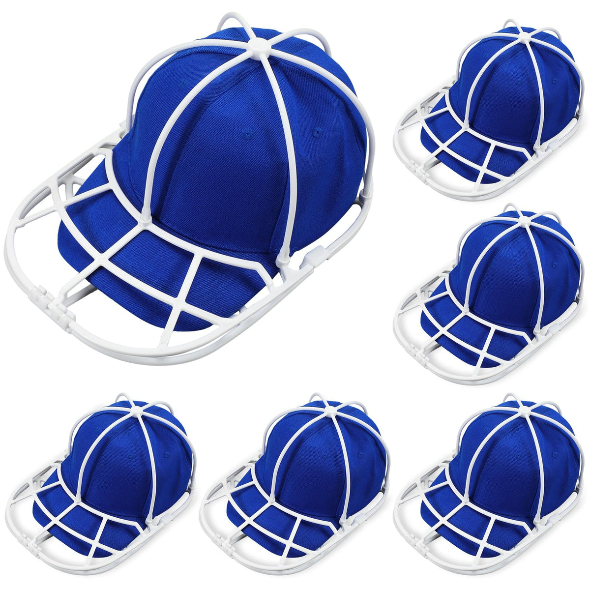 Yiyiring 6 Pcs Hat Washer Cage Removable for Washing Machine White Baseball Cap Cleaner Rack for Dishwasher Plastic Hat Cleaner 