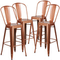 4 Pk. 30 High Copper Metal Indoor-Outdoor Barstool with Back
