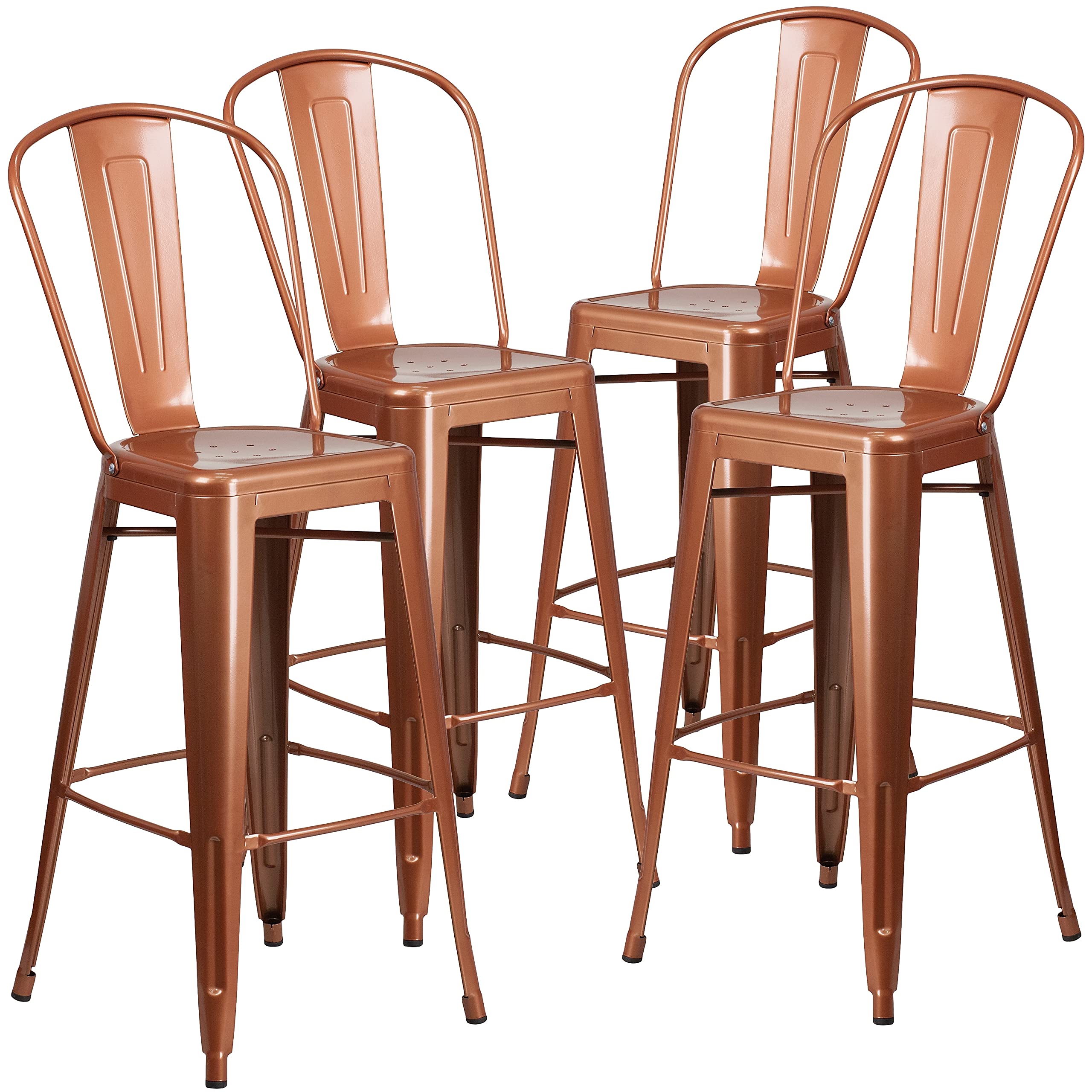 4 Pk. 30 High Copper Metal Indoor-Outdoor Barstool with Back