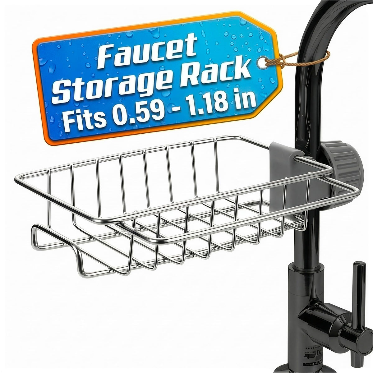 AZZORI Kitchen Sink Faucet Organizer, 6.77 in, Fits 0.591.18 in Pipes