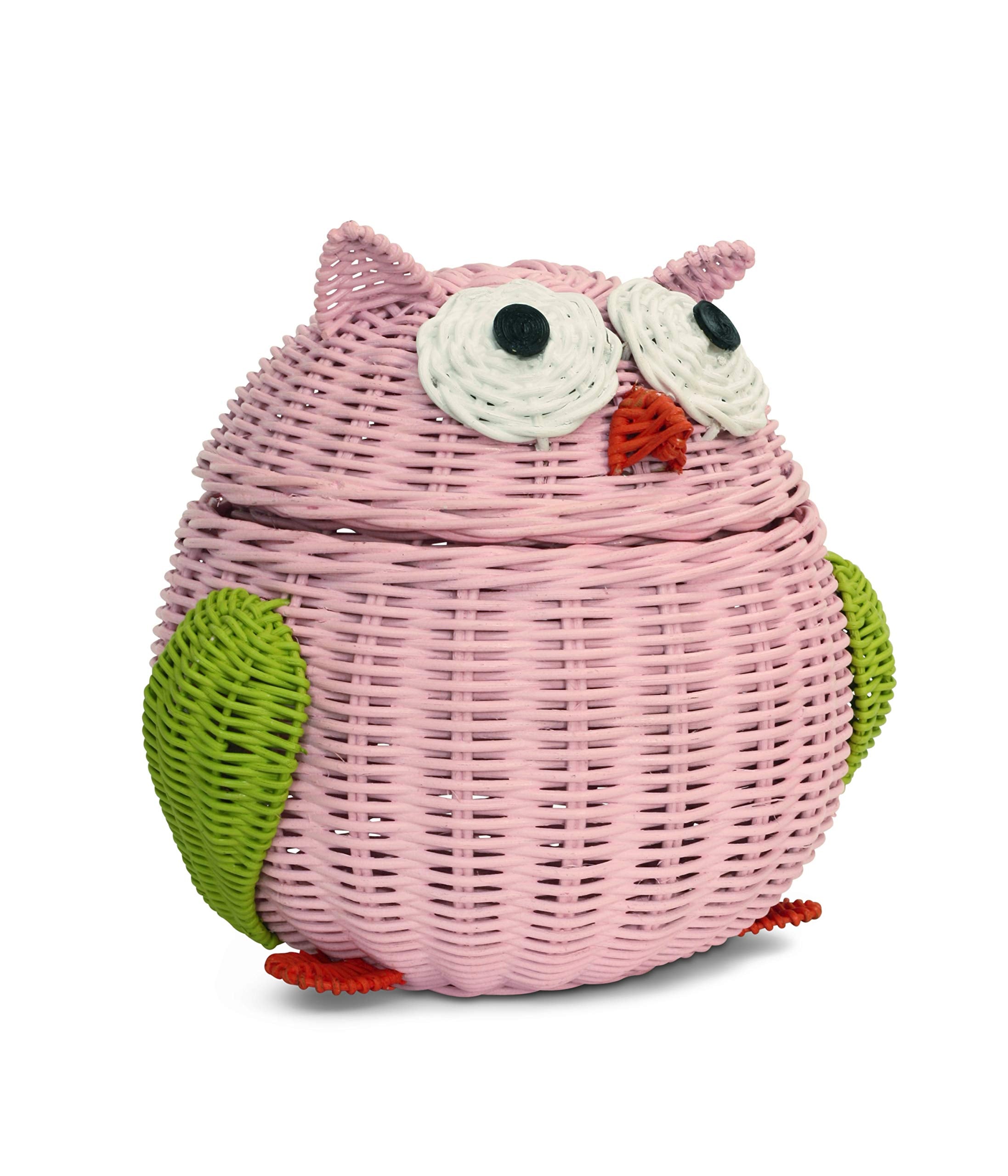G6 Collection Owl Rattan Storage Basket With Lid Decorative Bin Home Decor Hand Woven Shelf Organizer Cute Handmade Handcrafted