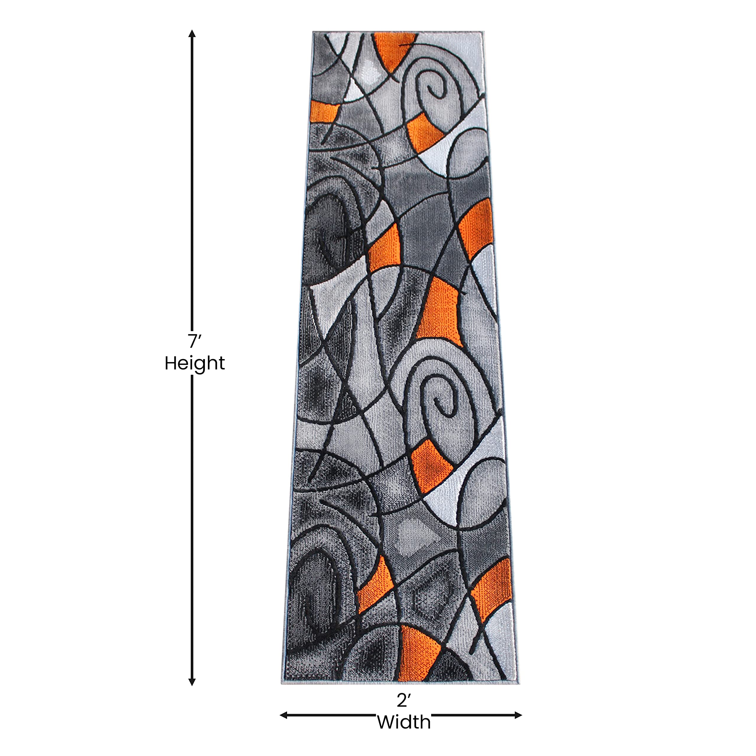 Flash Furniture Jubilee Collection Contemporary Area Rug - High Pile Orange Olefin Rug - 2' X 7' Area Rug - Jute Backing - Hallway, Entryway, Bedroom, Living Room