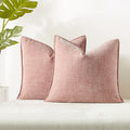 Juspurbet Pink Chenille Throw Pillow Covers 26X26 Inch Set Of 2 Decorative Soft Textured Cushion Cases For Living Room Sofa Couc