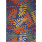 Nourison Aloha Indoor/Outdoor Navy Multicolor 5'3' X 7'5' Area Rug, Easy Cleaning, Non Shedding, Bed Room, Living Room, Dining Room, Backyard, Deck, Patio (5X7)