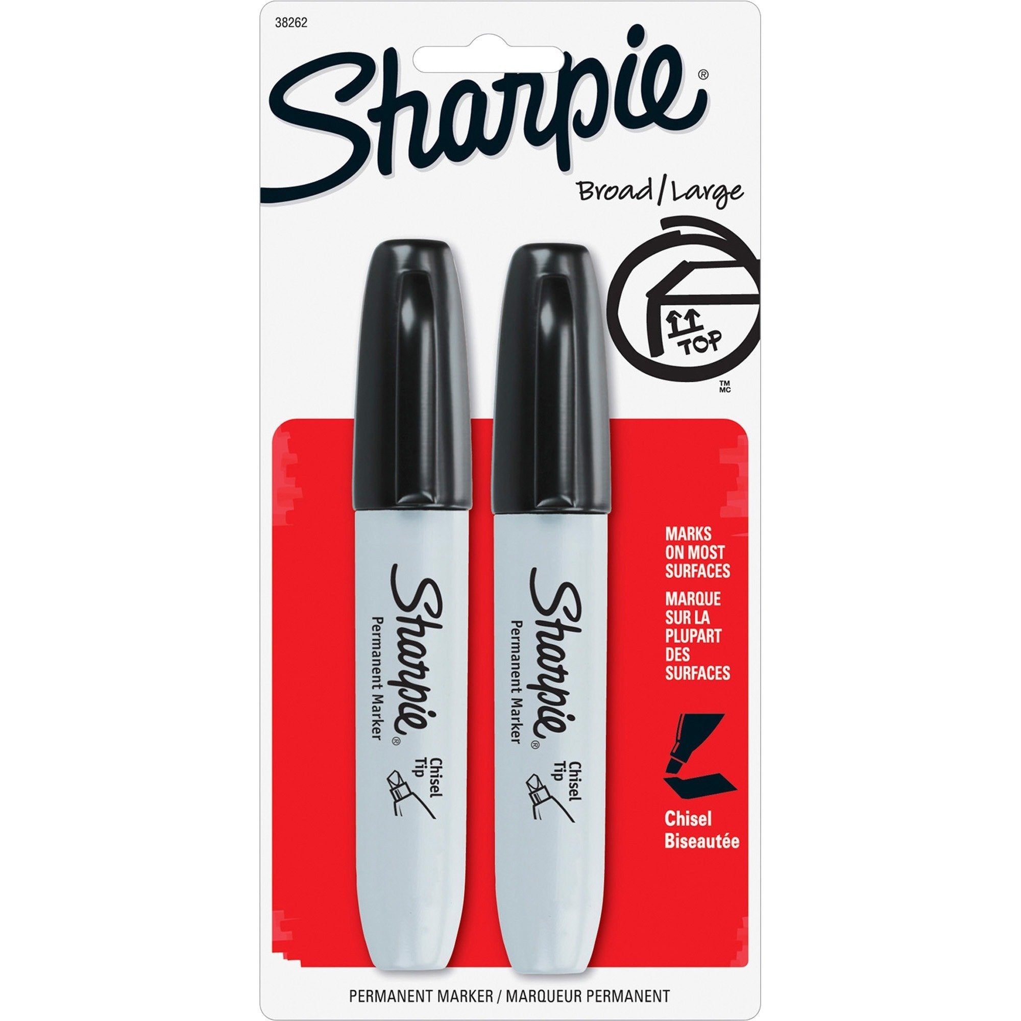 Sharpie 38262Pp Sharpie Marker, Chisel Tip, 2/Pk, Black