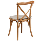 Flash Furniture Hercules Series Stackable Oak Wood Cross Back Chair With Cushion