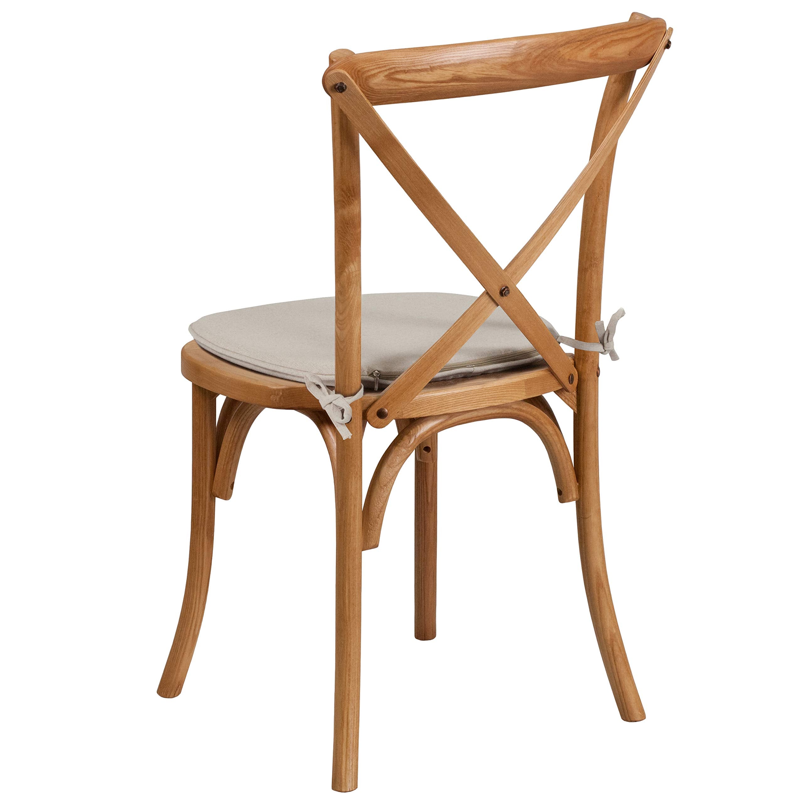 Flash Furniture Hercules Series Stackable Oak Wood Cross Back Chair With Cushion