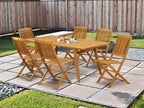 East West Furniture Decm7Cwna 7 Piece Patio Garden Table Set Consist Of A Rectangle Outdoor Acacia Wood Dining Table And 6 Folding Side Chairs, 40X72 Inch, Natural Oil