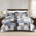 Sahsahcasa Quilt Queen Size, Queen Quilt Set, 100% Cotton Queen Quilt Bedding Set Bedspreads, Farmhouse Patchwork Quilt, Plaid R