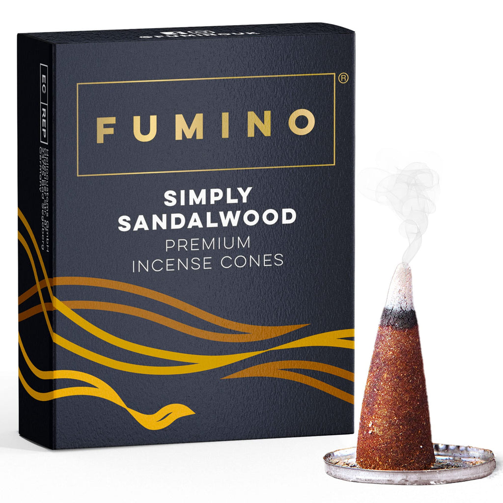 Fumino Simply Sandalwood Fresh Incense Cones 20 per Box Masala Agarbatti Joss Scent Fragrance for Relaxation and Meditation, Hom