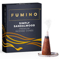 Fumino Simply Sandalwood Fresh Incense Cones 20 per Box Masala Agarbatti Joss Scent Fragrance for Relaxation and Meditation, Hom