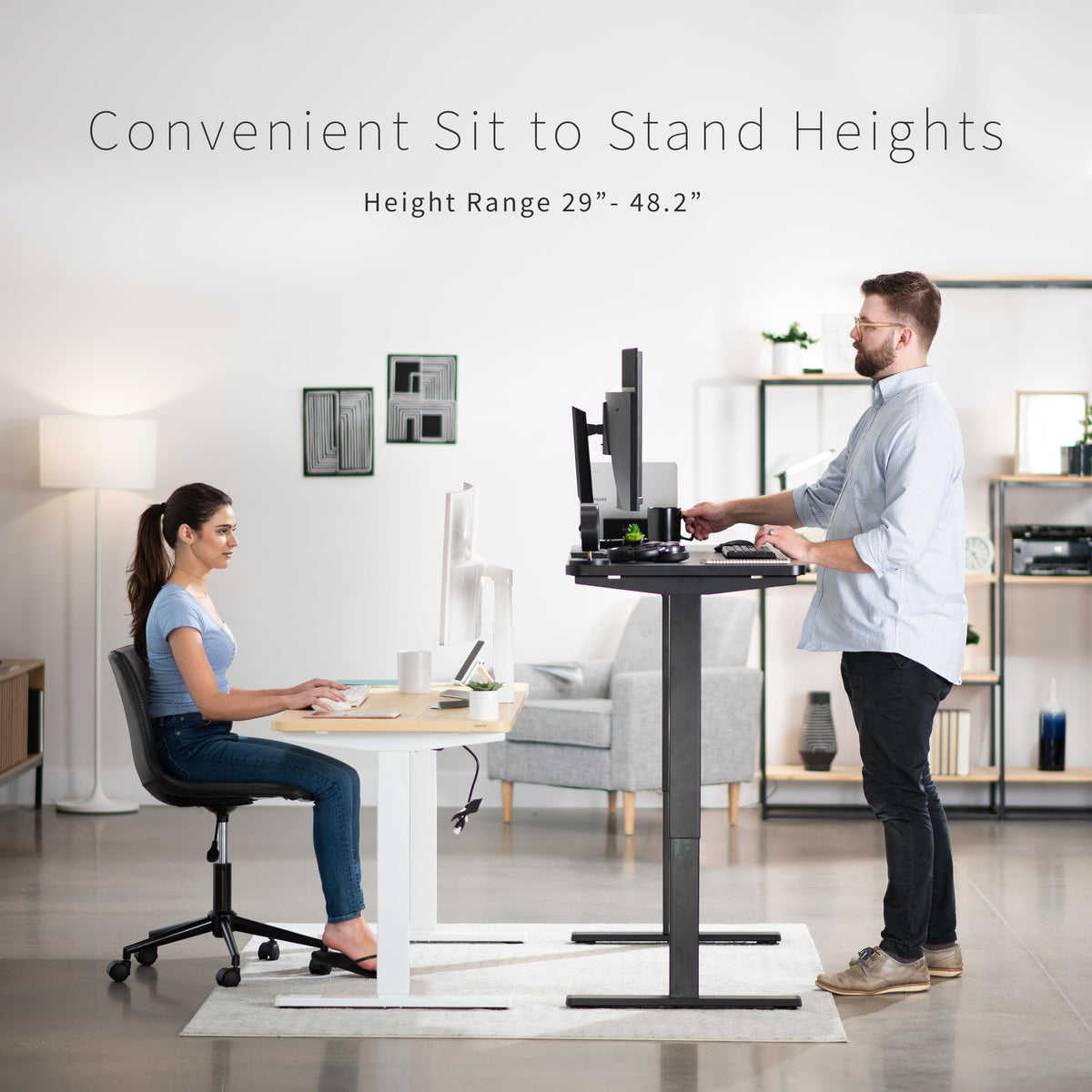 Vivo Electric Dry Erase 60 X 24 Inch Standing Desk Workstation, Memory Controller Height Adjustment, 1B Series, Whiteboard Top Black Frame, Desk-Kit-1B6We