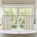 Bathroom Curtains Window,Small Greige Beige Natural Linen Farmhouse Kitchen Window Curtains